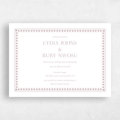 Dusty Rose, Pink Wedding Invitation - Giselle Landscape