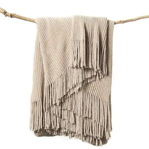 lifein Throw Blanket for Couch, Soft Boho Decor Bed Throw,Cozy Beige Knitted Chenille Small Farmhouse Lightweight Throw for Spring(Beige,60 * 80")