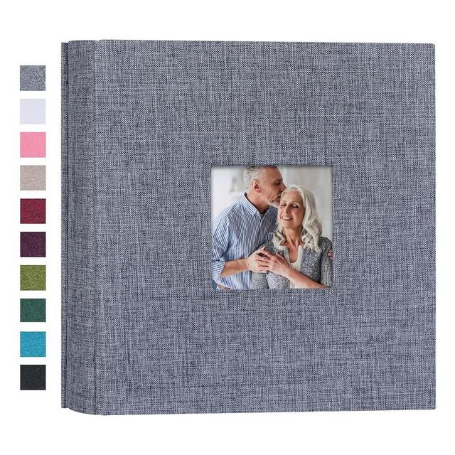 Mublalbum Small Photo Album 4x6 200 Photos Linen Cover Picture Book with Horizontal Pockets for Wedding Family Anniversary and Baby (Gray)