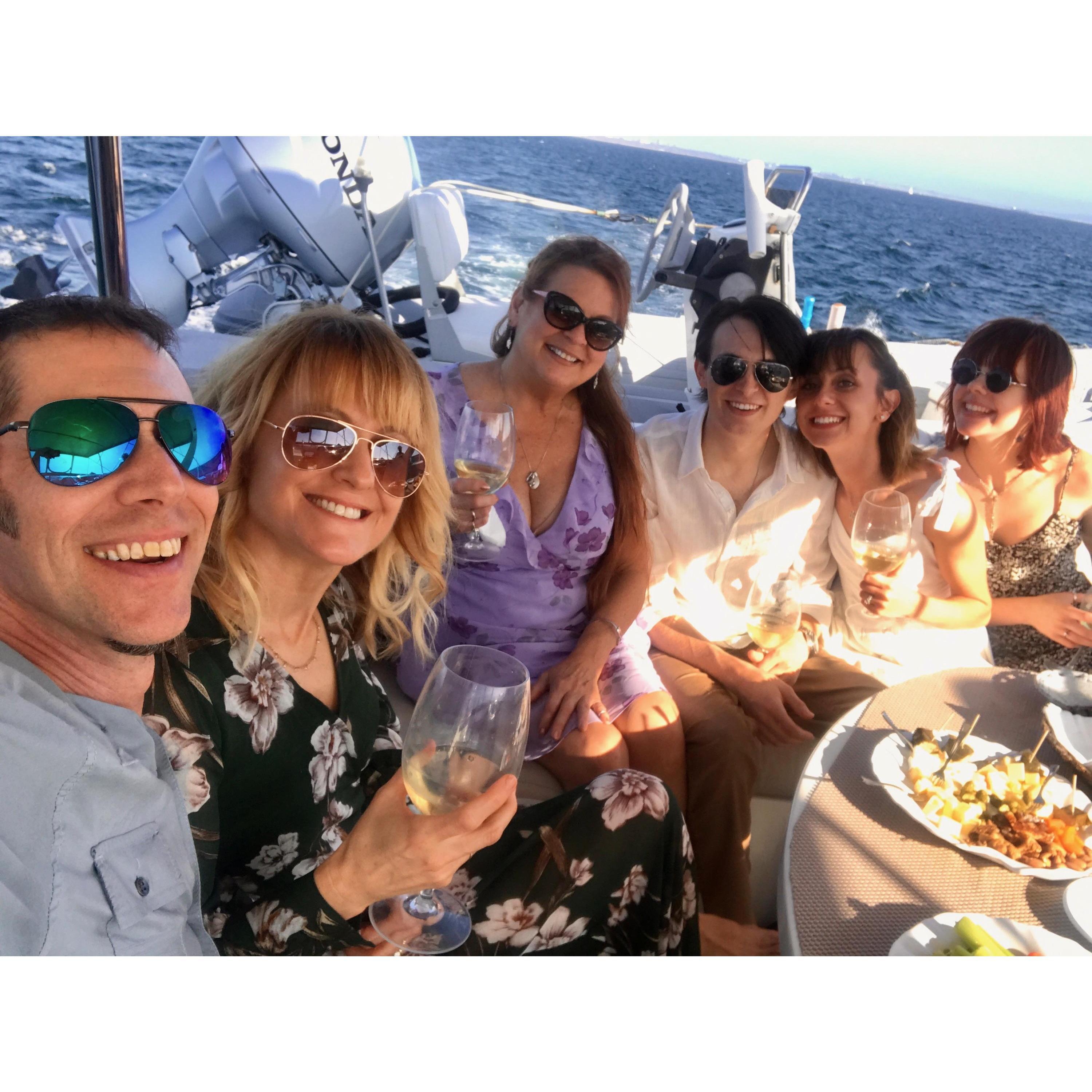 The family celebrating aboard The Duchess.