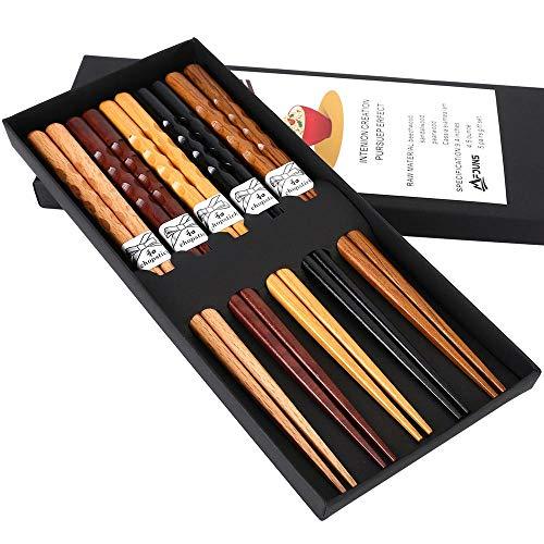 MFJUNS 5-Pairs Set of Chopsticks, Wood Chopsticks and Minimalism Japanese Chopsticks Gift Set