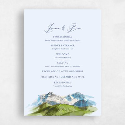 Light Sky, Blue Wedding Program - Mirador
