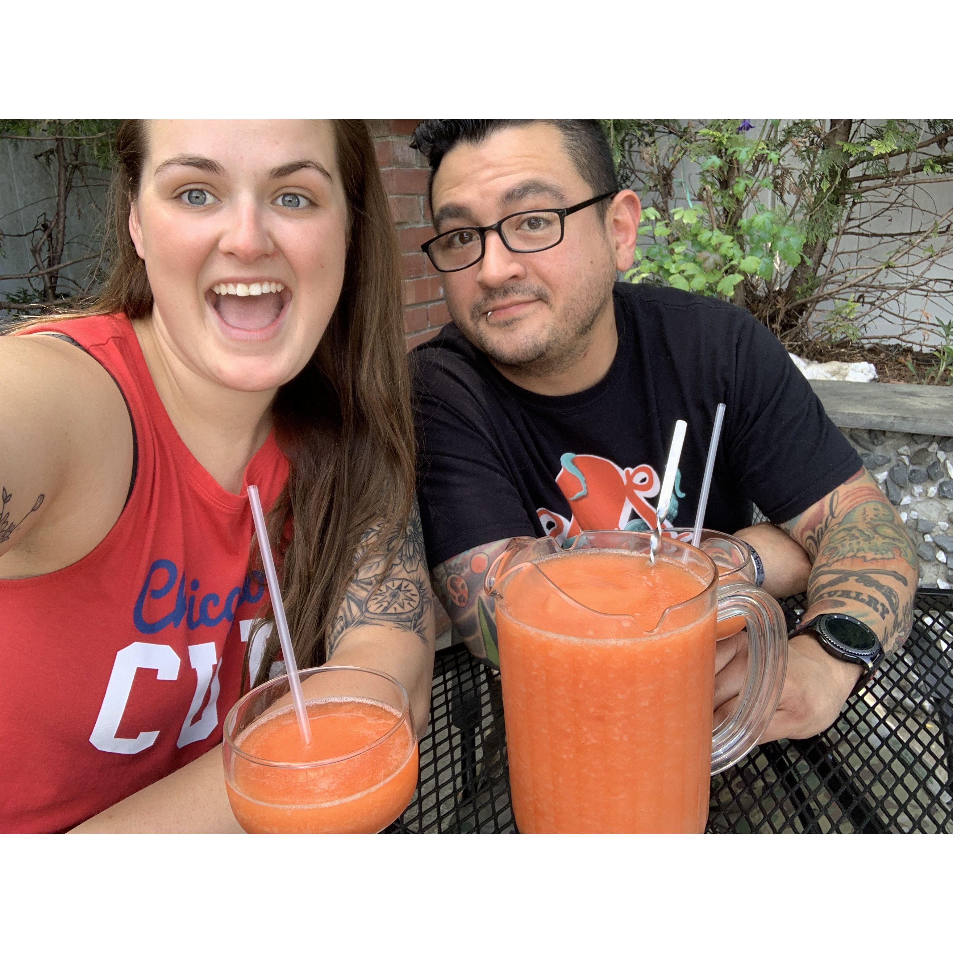 One of our first photos together, Casa Villa in Kingston NY - June, 2020