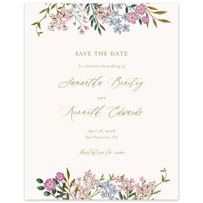 Flamingo, Beige Wedding Digital Save the Date - Lombardy Portrait