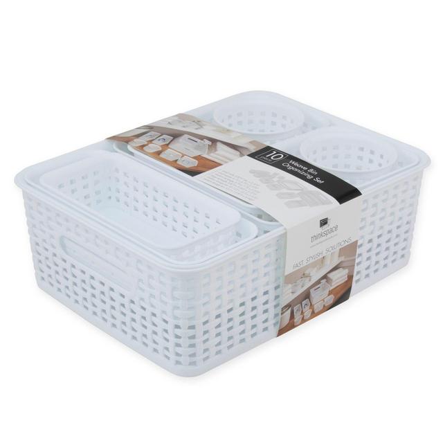 Advantus 10-Piece Weave Bin Organizing Set in White