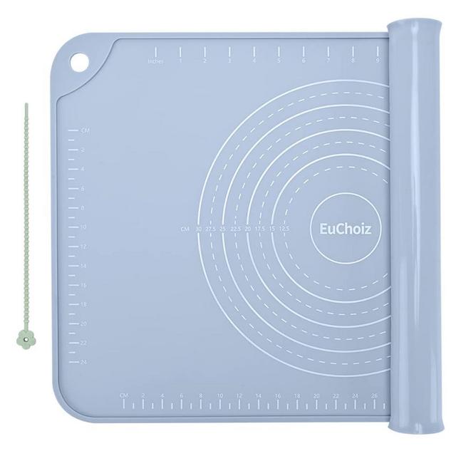 EuChoiz Silicone Pastry Mat 32"*24" Extra Thick Non Stick Baking Mat Food Grade Silicone Dough Rolling Mat with Edge Heightening Large Blue