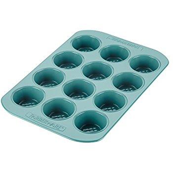 Farberware PURECOOK Hybrid Ceramic Nonstick Bakeware Muffin & Cupcake Pan, Aqua 12-Cup