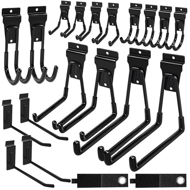 klasit Slatwall Hooks Black 20Pack Firmly and Durable Slatwall Accessories,Perfect for Organizing Garden Tools and Heavy Duty Tools and Garage Hooks Organize Your Space Efficiently