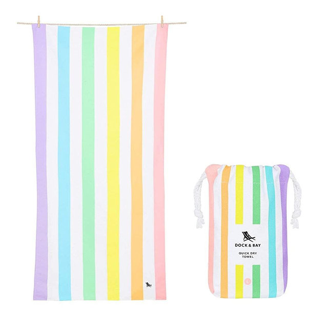 Dock & Bay Beach Towel - for Travel, Swimming, Camping, Holiday - Super Absorbent, Quick Dry, Sand Free - Compact, Lightweight - 100% Recycled Materials - Includes Bag
