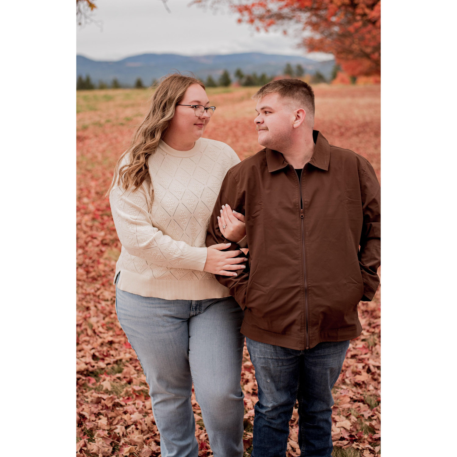Engagement photo taken in Oct. of 2024 at Green Bluff. Photo credit to Lisa Modrell Photography