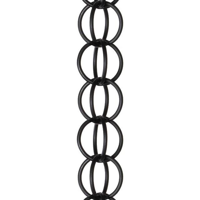 Monarch Rain Chains 28505 Ring Rain Chain Replacement Downspout for Gutters, 8-1/2 Feet Length, Black