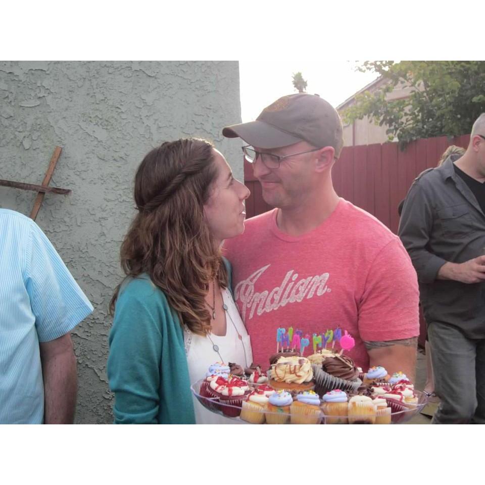 Corey threw me a 40th birthday party in our backyard, 2016.