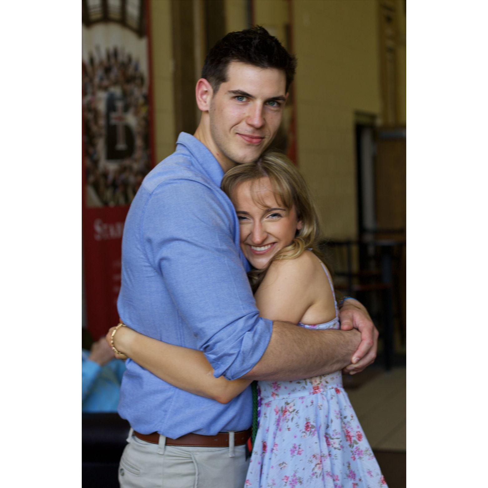 David supporting Brianna at her nursing pinning ceremony