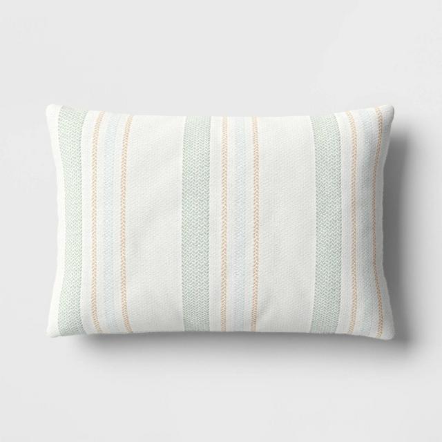 Textured Yarn Dyed Cotton Mint Lumbar Throw Pillow - Room Essentials™