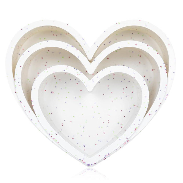AOTASO 3 Pcs Silicone Heart Shaped Cake Pans for Valentine's Day 10 Inch 8 Inch 6 Inch Mini Small Large Heart Cake Pan Set Nonstick Silicone Heart Molds for Baking (Cream)
