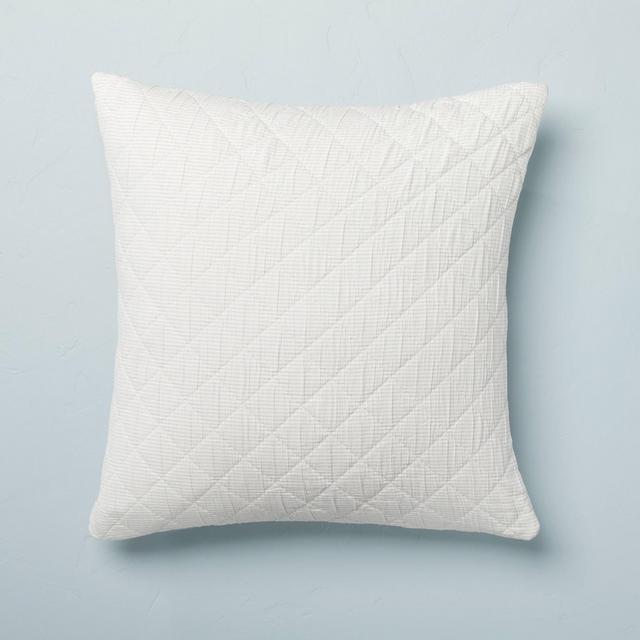 Euro Diamond Stripe Matelassé Pillow Sham Jet Gray - Hearth & Hand™ with Magnolia