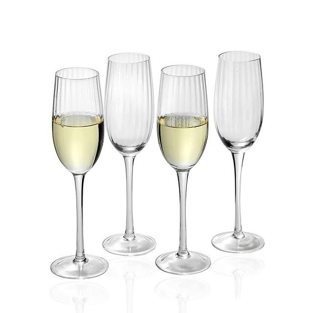 EVEREST GLOBAL Ribbed Optic Champagne Flutes 8 oz. set of 4