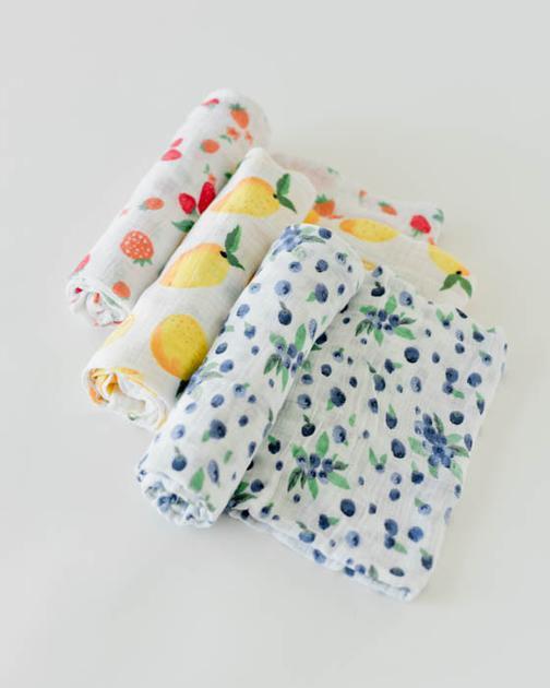 Cotton Muslin Swaddle Blanket Set - Berry Lemonade