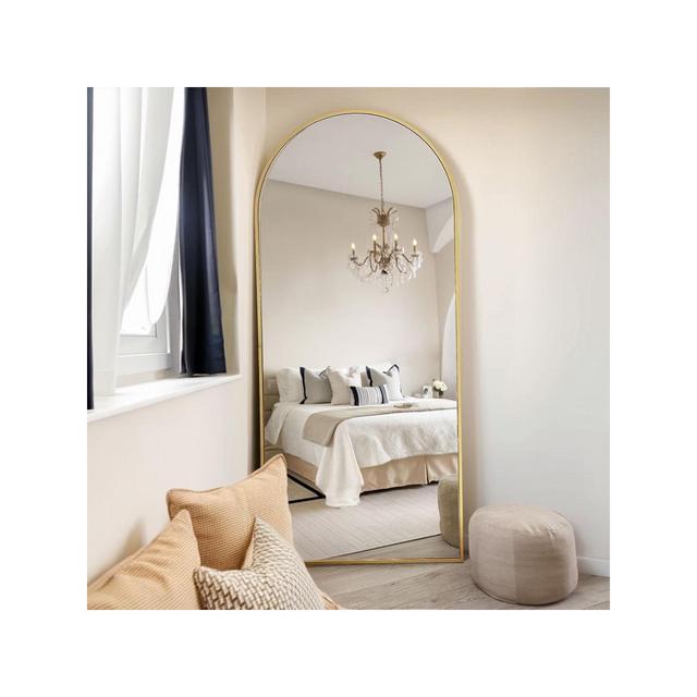 71"x26" Full Length Mirror ,Wall Mirrors Hanging or Leaning Arched-Top Full Body Mirror with Stand for Bedroom, Dressing Room, Gold
