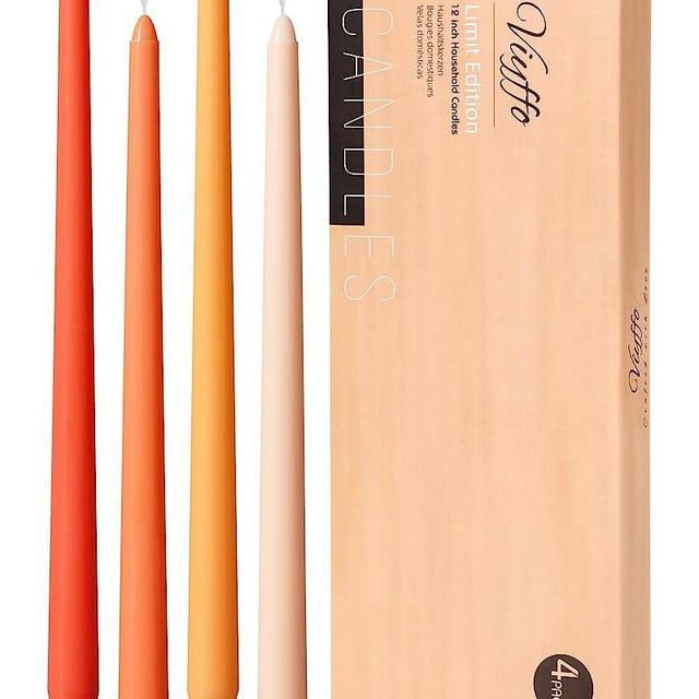 Viyffo 12 Inch Orange Taper Candles Set of 4 Unscented Smokeless Long Tall Tapered Candle for Candlesticks Sticks Wedding Advent Home Decor Dinner Christmas