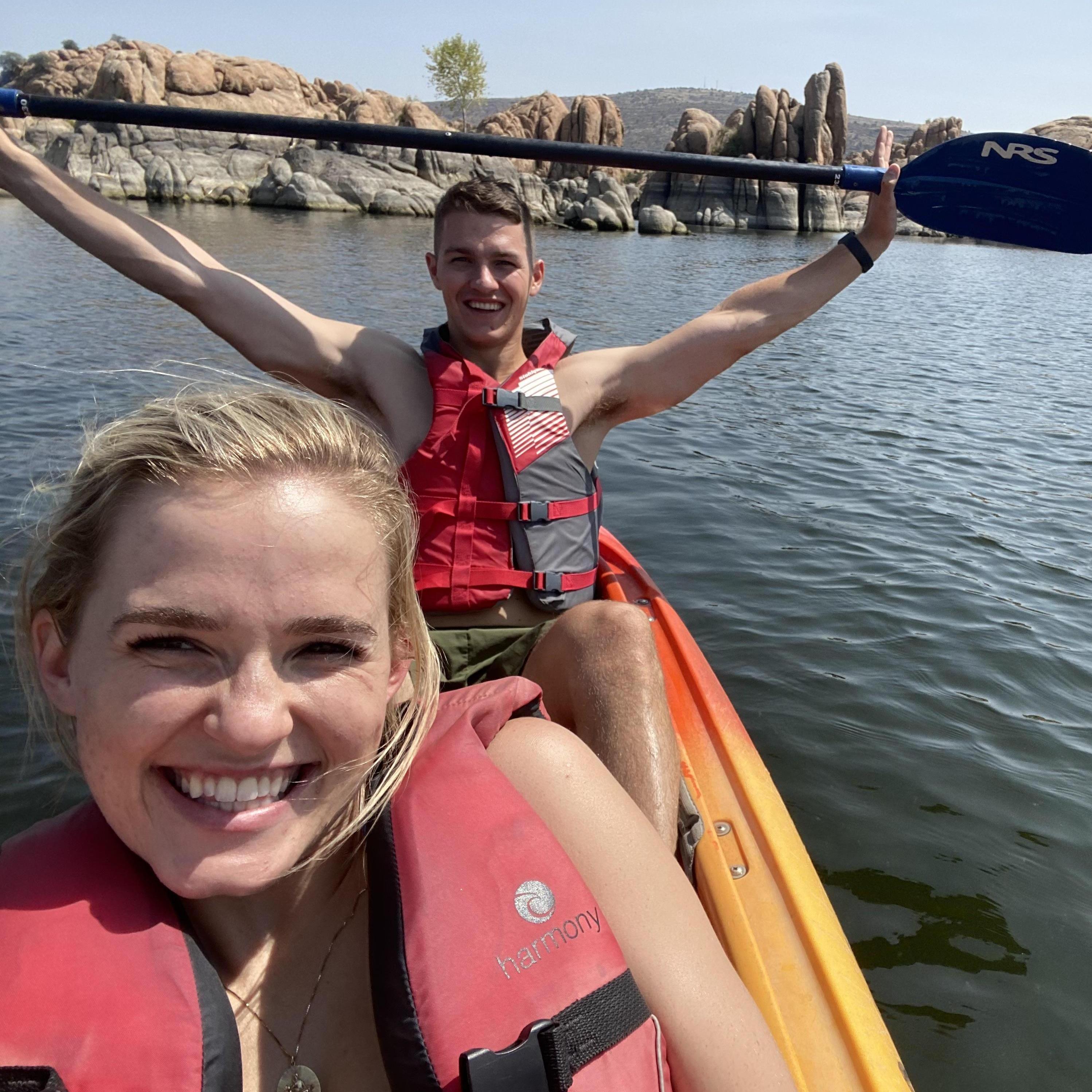 Kayaking trip in Prescott, AZ - one of Weston's new favorite places