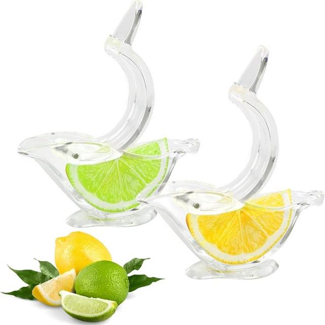 Manual Lemon Juicer, Acrylic Manual Lemon Slice Squeezer, Portable Transparent Fruit Juicer, Elegance Bird Shape, Hand Juicer for Orange Lemon Lime Pomegranate (2)