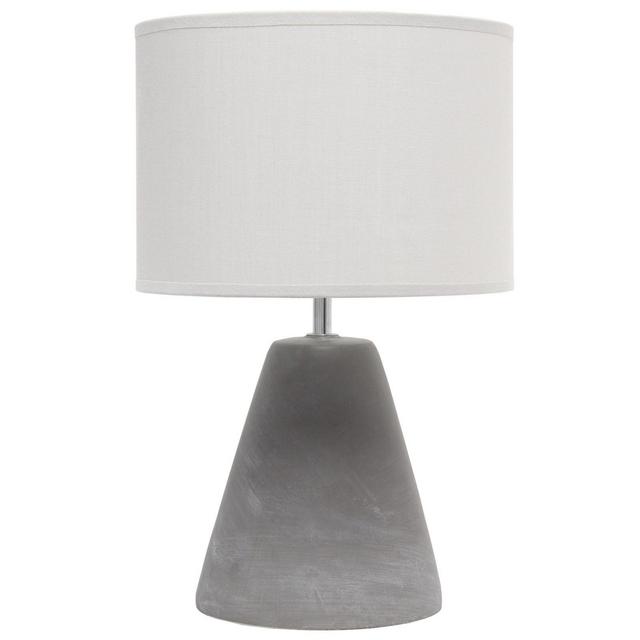 Simple Designs Pinnacle Concrete Table Lamp in Grey with Fabric Shade
