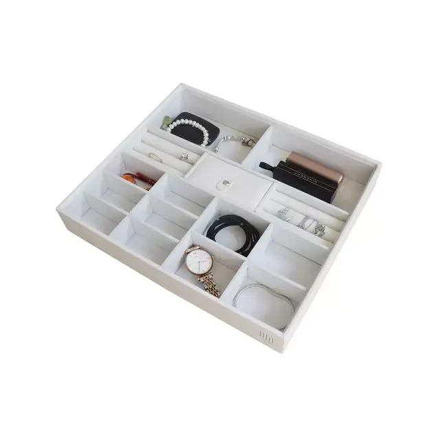 Squared Away™ 20-Compartment Stackable Jewelry Tray in Coconut Milk