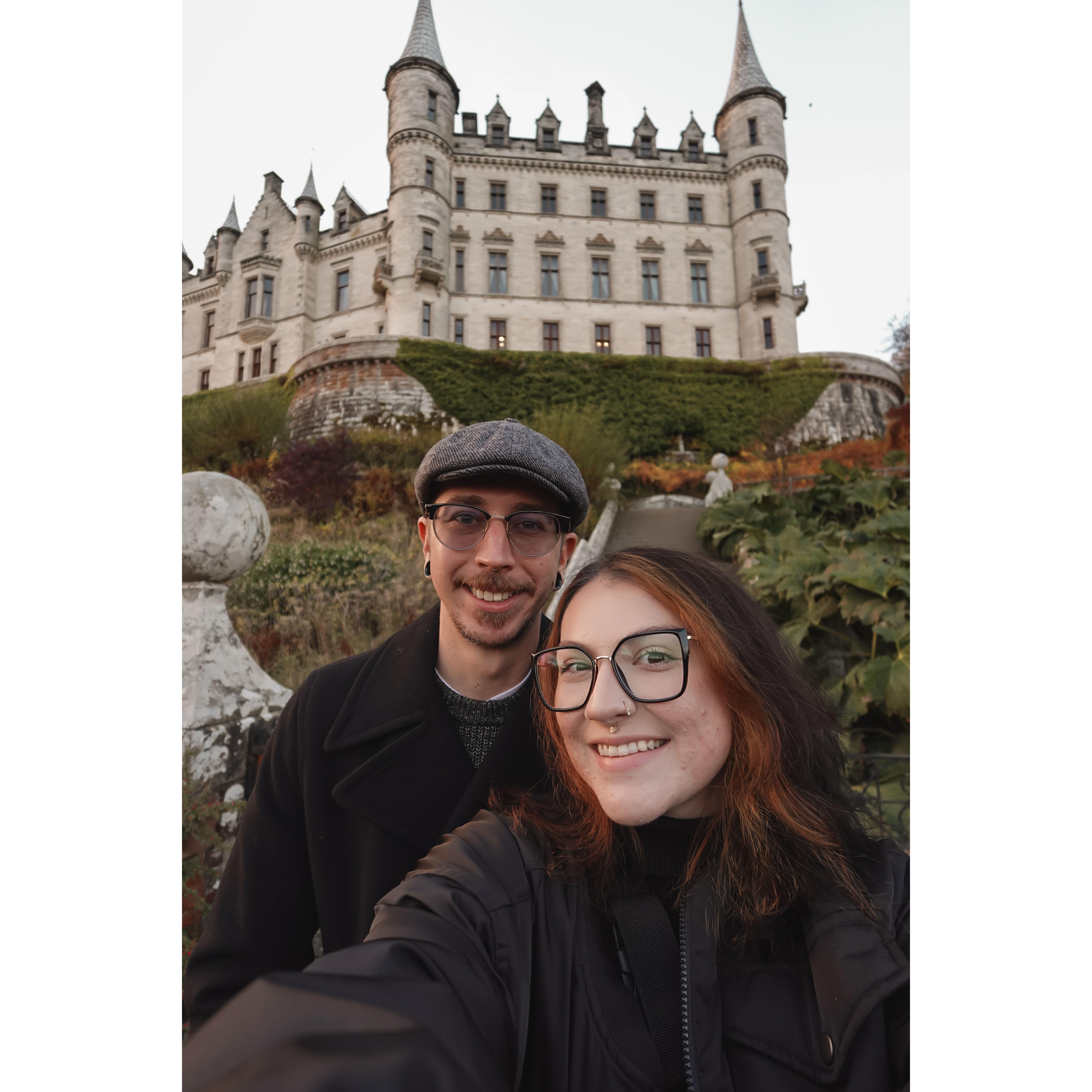 Us in front of our crib