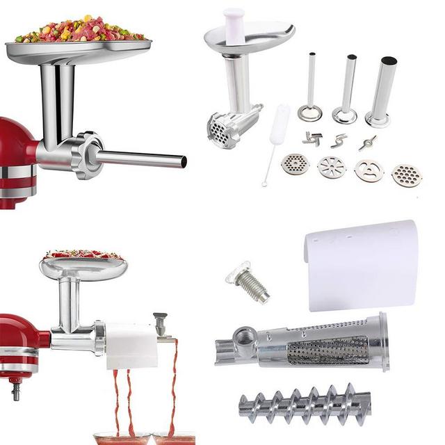 Fruit & Vegetable Strainer Set with Food Grinder Attachment for Kitchenaid Stand Mixer Fresh Fruits Jucier Vegetables Strainer Attachement Meat Grinder, Sausage Stuffer Juice Sauce Maker