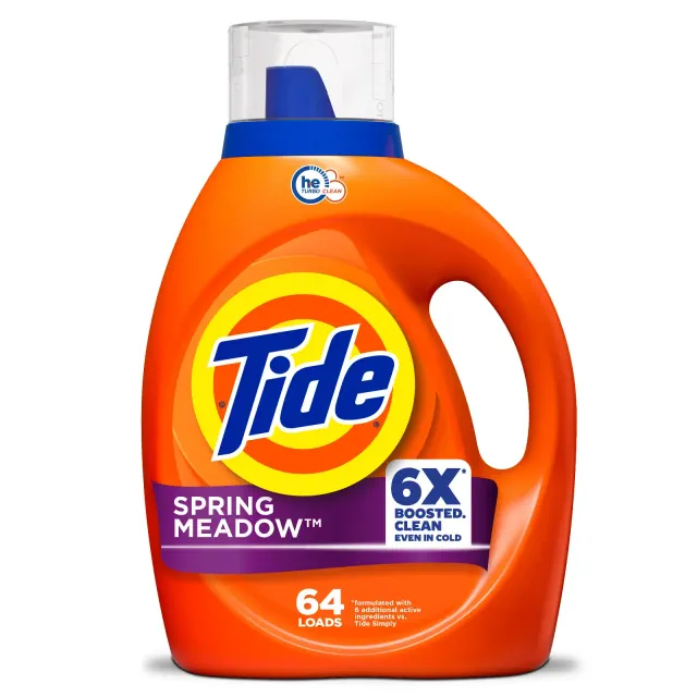 Tide Spring Meadow HE Deep Cleaning Concentrated Liquid Laundry Detergent 64 Loads - 80 fl oz: Spill-Resistant Lid, Cold Water Detergent, Paraben-Free