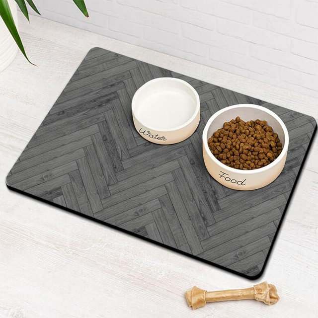 Dog Food Mats for Floors Super Absorbent, Pet Cat Food Mat - Non Slip Dog Bowl Mats for Food and Water, Eco-Friendly Boho Dog Placemats Feeding Mat