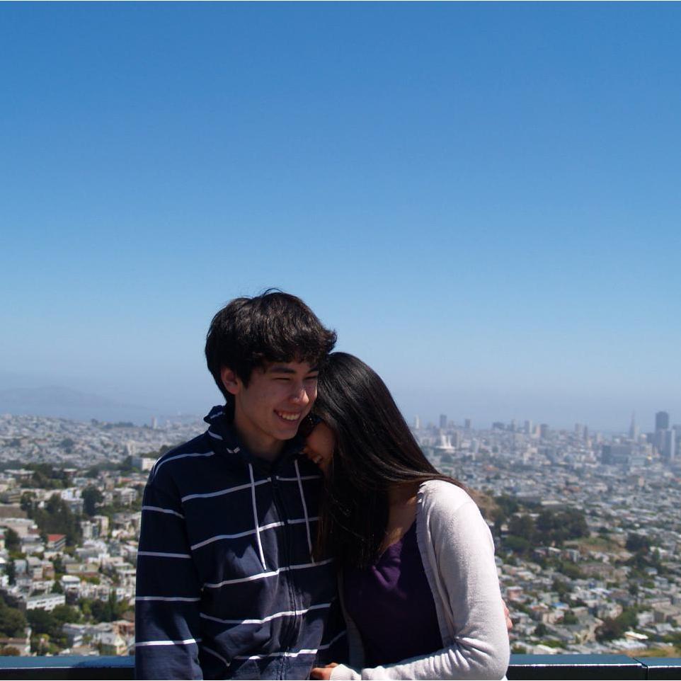 A giggly moment on top of Twin Peaks in San Francisco (July 2012)