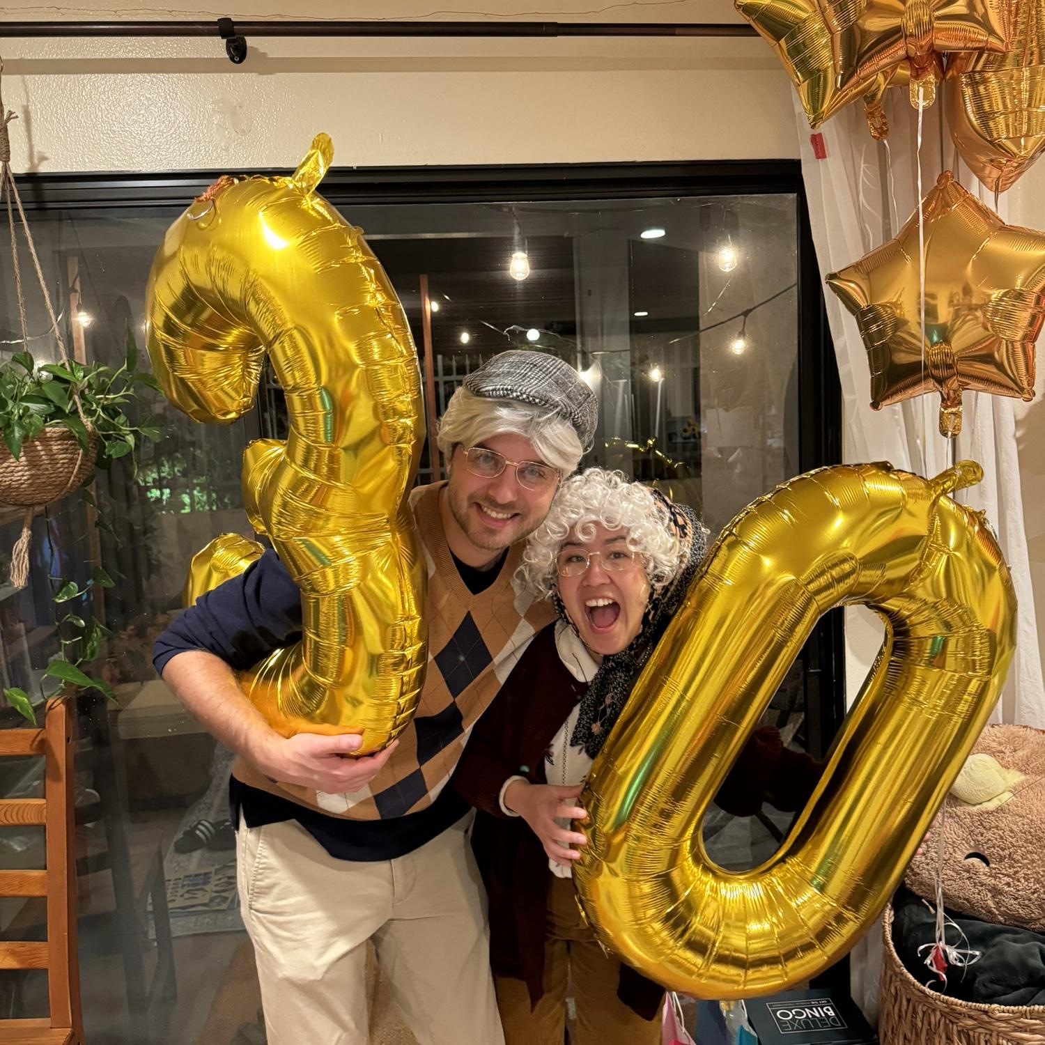 Our joint 30th birthday costume party (we were feeling old)
