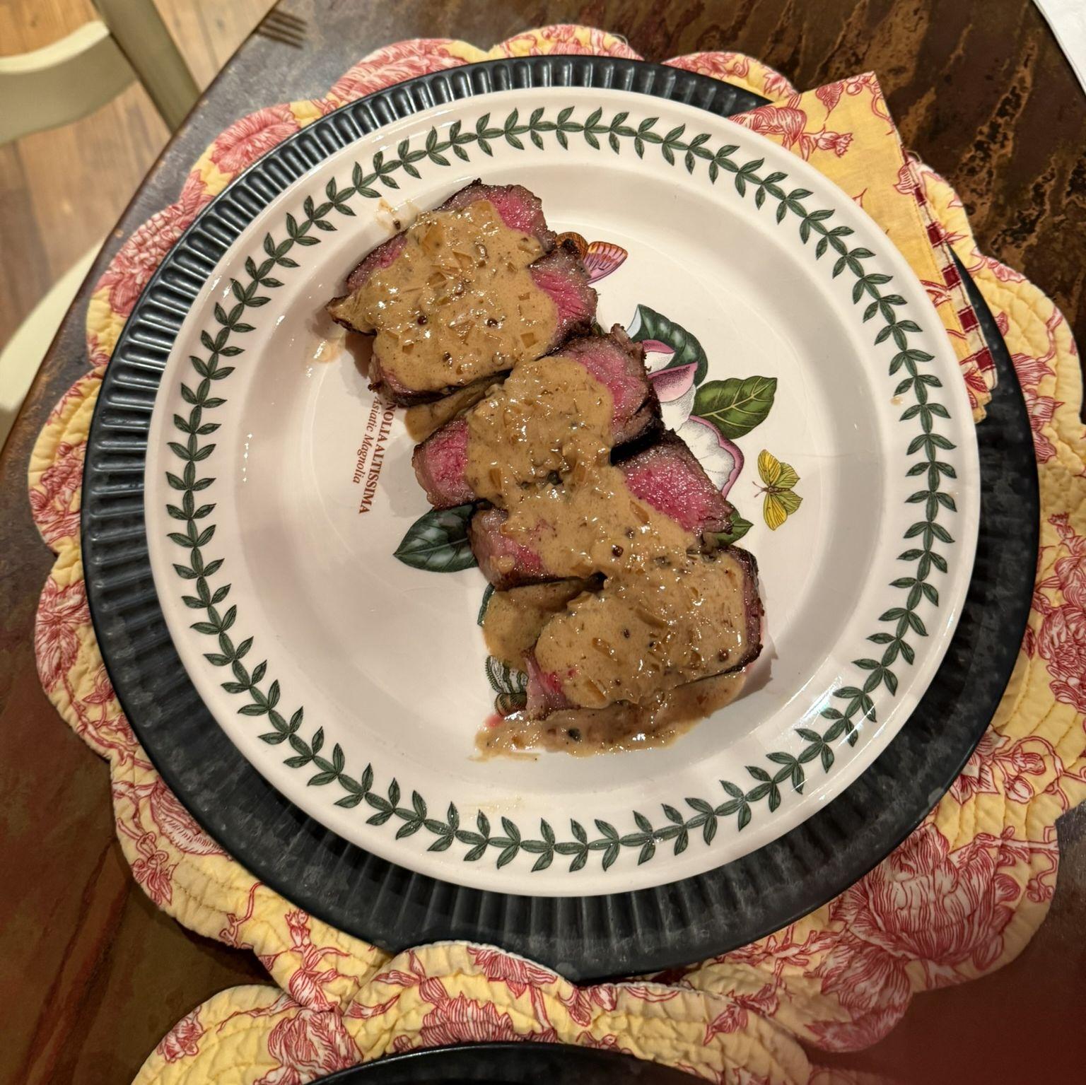 Our favorite meal to cook together- Steak Au Poivre