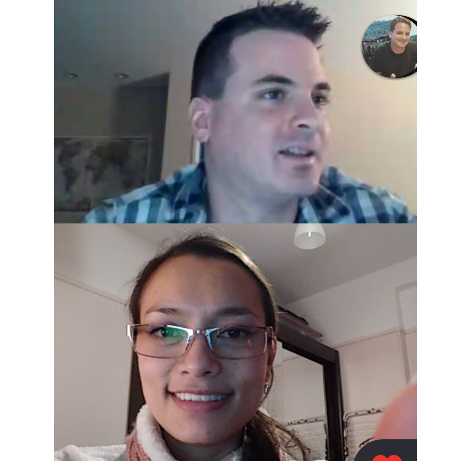 In one of our multiple Skype sessions!