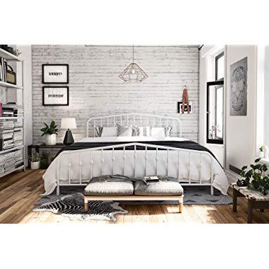 Novogratz Bushwick Metal Bed, King, White