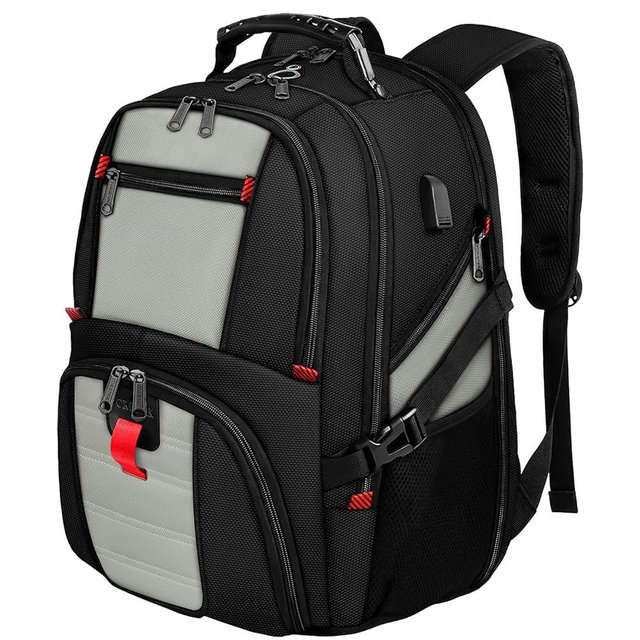 YOREPEK 18.4 Laptop Backpack, Large Backpacks Fit Most 18 Inch Laptop with USB Charger Port, TSA Friendly Flight Approved Weekend Carry on Backpack with Luggage Strap for Men and Women, Grey