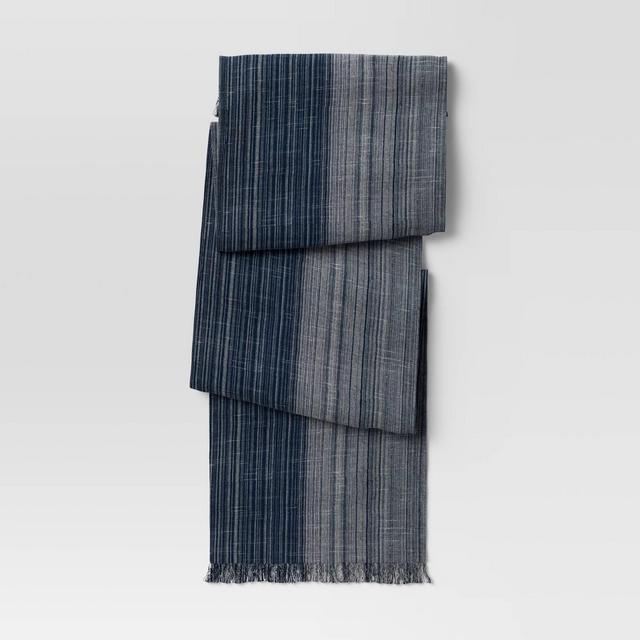 72" x 14" Cotton Striped Table Runner Blue - Threshold™