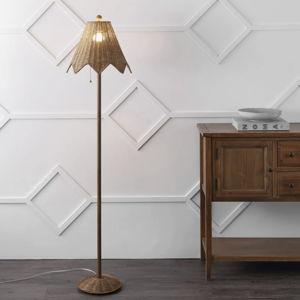 Tybee 60.5" Traditional Coastal Rattan Scalloped LED Floor Lamp