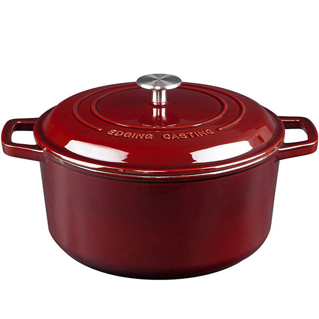 Enameled Cast Iron Dutch Oven with Lid, Enamel Dutch Oven Pot with Handles, Enamel Cast Iron Dutch Oven Cookware Casserole Braiser for Soup, Meat, Bread, Baking (6 quart, Wine Red)