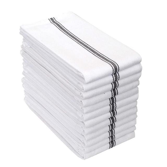 Amour Infini Herringbone Weave Kitchen Towels | Set of 12 | 28 x 16 Inches | 100% Ring Spun Cotton Dish Towels | Ultra Soft and Absorbent | Perfect for Commercial Use and Bar Towels | Charcoal