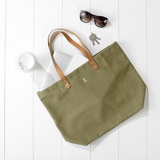 Personalized Green Canvas Tote