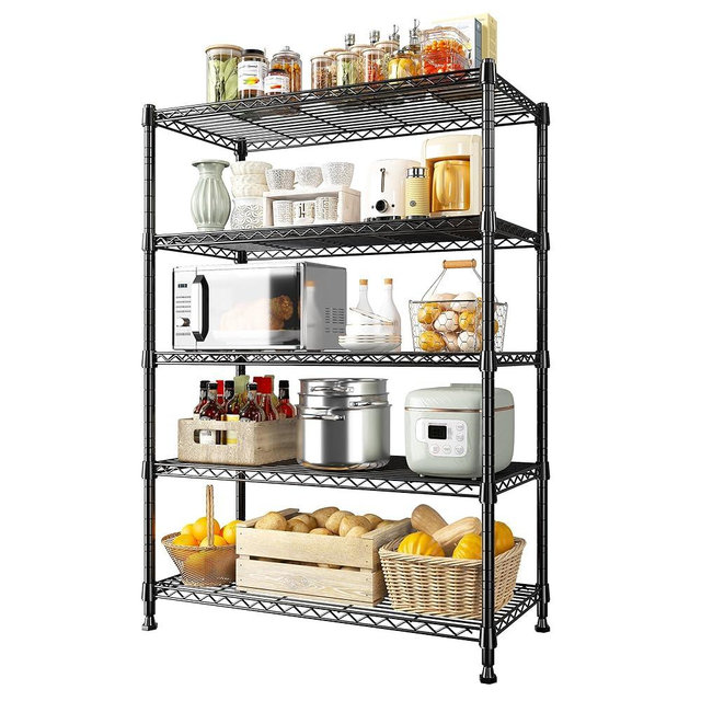 REIBII 5-Tier Heavy Duty Metal Wire Shelving Unit, Modern Style, 29" W x 14" D x 71" H, 1200 LBS Capacity, Garage, Basement, Pantry, Kitchen, Home, Business