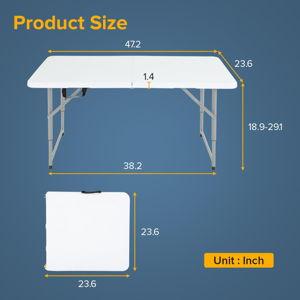 Camping Table 4 FT Foldable Table, Plastic Picnic Table,Folding and Portable for Party Dining Picnic Wedding Office,White