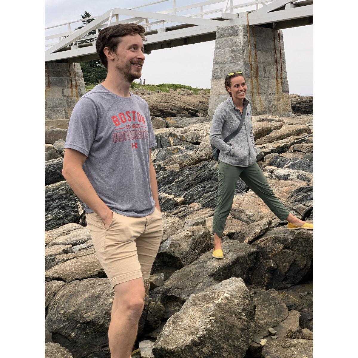 Kids on rocks.