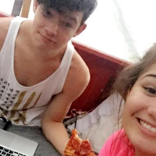 Pizza and a movie for our 6 month anniversary, 2016
