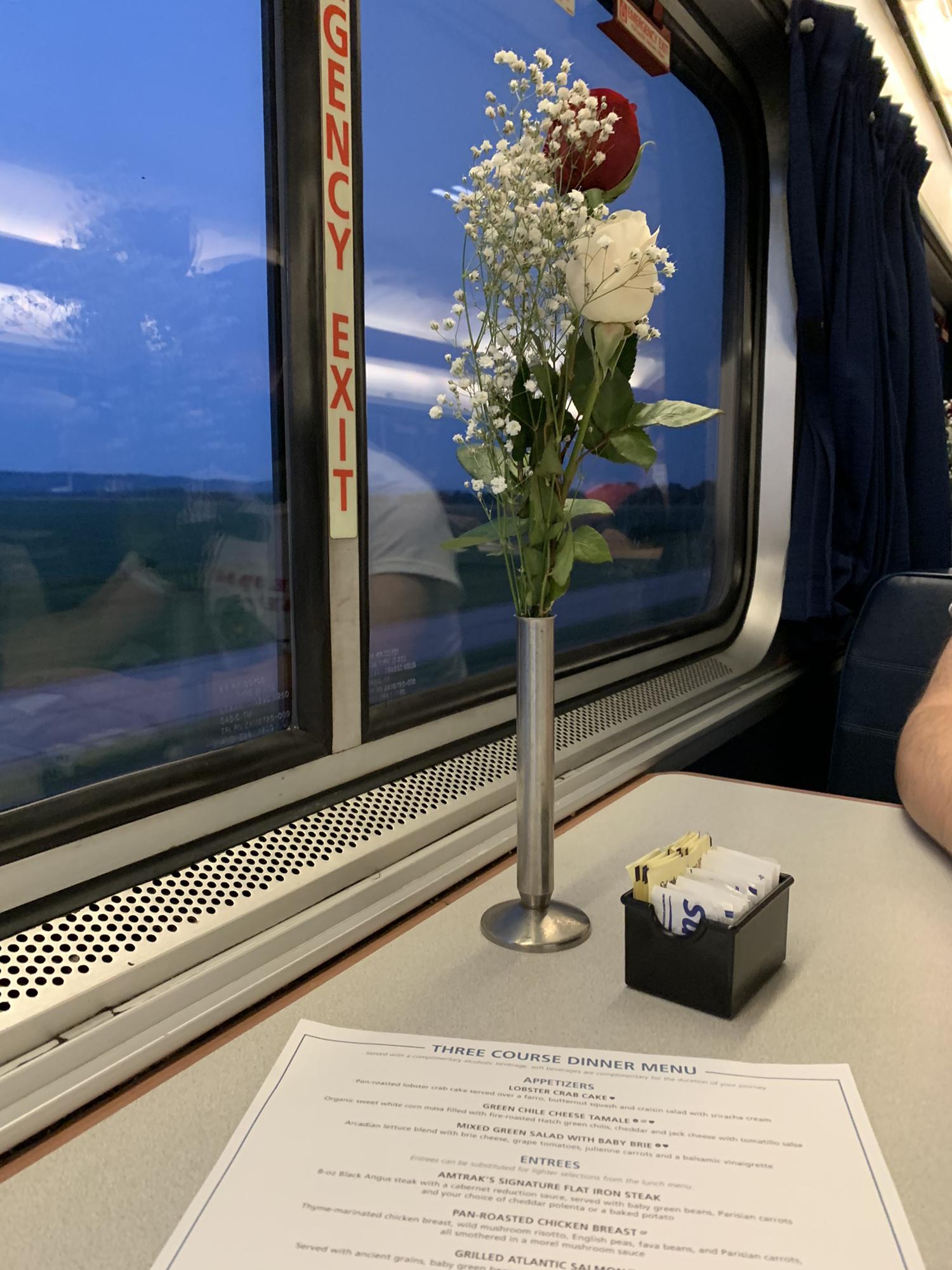 Sunset dinner on the train