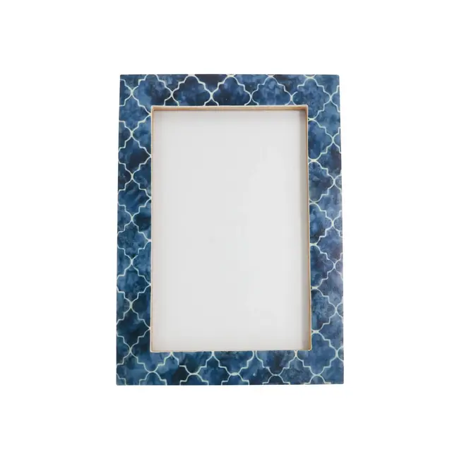 Saro Lifestyle Moroccan Mosaic Bone Photo Frame, 4"x6", Blue