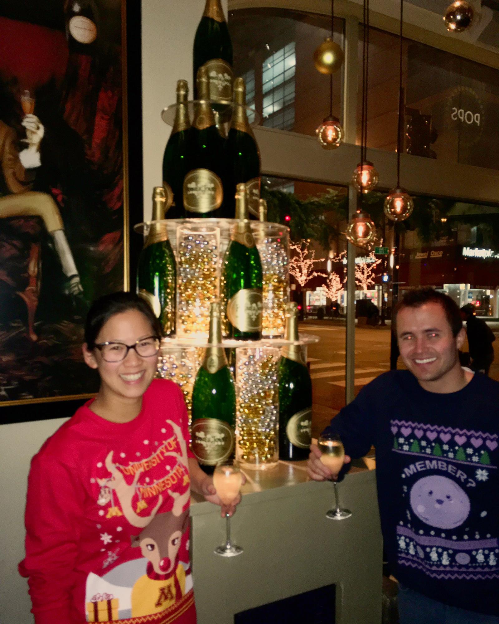 Christmas sweaters at the fanciest champagne bar. Who said we aren't classy?